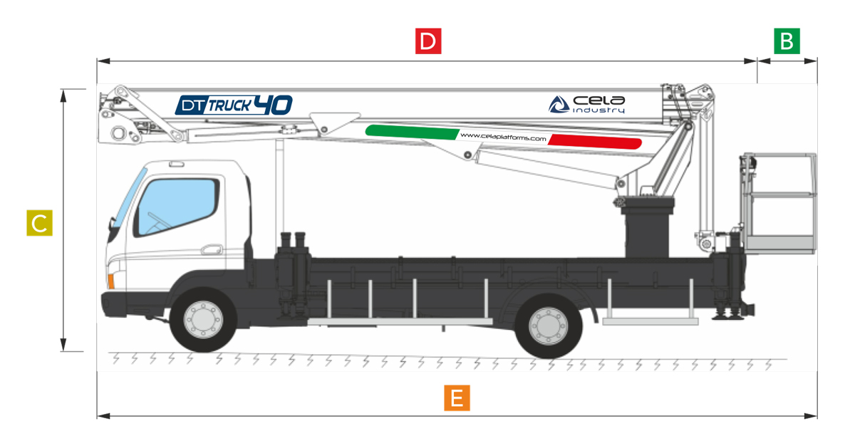 Cela DT 130 Truck reach diagram